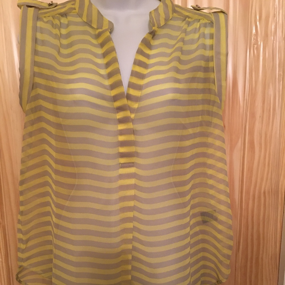 Sheer Soft Yellow & Grey Top